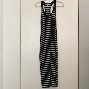J.Crew black and grey striped maxi dress, size xxs